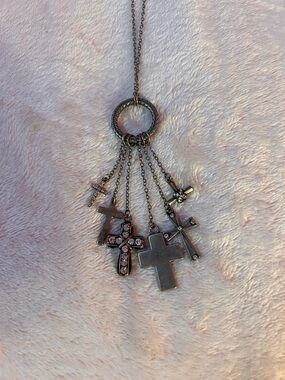 Multi-Cross Pendant Necklace in Silver